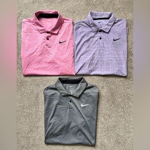 Mens Nike Dri Fit Advantage Premium Golf Polo Shirts Size Large EUC 3 LOT BUNDLE